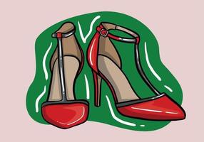 hand dragen vektor illustration av elegant modern röd kvinnor skor med hög häl isolerat på bakgrund