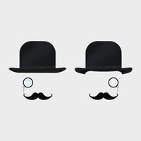 bowlerhatt med mustasch och monokel vektor