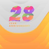 28 Jahre Jahrestag Feier. abstrakt Zahlen mit bunt Vorlagen. eps 10. vektor