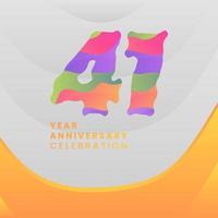 41 Jahre Jahrestag Feier. abstrakt Zahlen mit bunt Vorlagen. eps 10. vektor