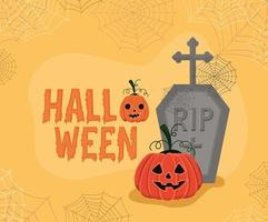 halloween pumpa med allvarlig vektordesign vektor