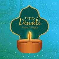 glückliche Diwali-Kerze auf einem Mandala-Hintergrundvektorentwurf vektor