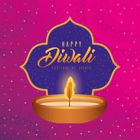 glückliche Diwali-Kerze auf einem Mandala-Hintergrundvektorentwurf vektor