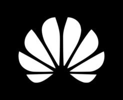huawei varumärke logotyp telefon symbol vit design Kina mobil vektor illustration med svart bakgrund