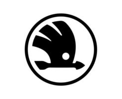 skoda varumärke logotyp symbol svart design tjeck bil bil vektor illustration