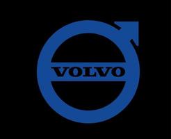 volvo logotyp varumärke bil symbol med namn blå design svenska bil vektor illustration med svart bakgrund