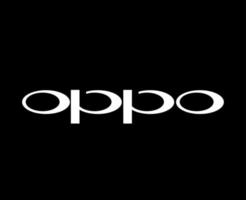 oppo logotyp varumärke telefon symbol vit design kinesisk mobil vektor illustration med svart bakgrund