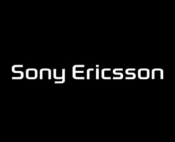 Sony Ericsson Logo Marke Telefon Symbol Name Weiß Design Japan Handy, Mobiltelefon Vektor Illustration mit schwarz Hintergrund