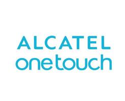 Alcatel einer berühren Logo Marke Telefon Symbol Name Blau Design Handy, Mobiltelefon Vektor Illustration