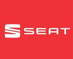 sittplats varumärke logotyp bil symbol med namn vit design spanska bil vektor illustration med röd bakgrund
