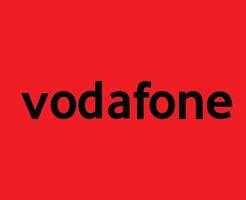 Vodafone Marke Logo Telefon Symbol Name schwarz Design England Handy, Mobiltelefon Vektor Illustration mit rot Hintergrund