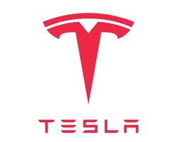 Tesla Marke Logo Auto Symbol mit Name rot Design USA Automobil Vektor Illustration