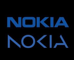 Nokia varumärke logotyp telefon symbol blå namn design finland mobil vektor illustration med svart bakgrund