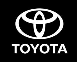 Toyota varumärke logotyp bil symbol med namn vit design japan bil vektor illustration med svart bakgrund