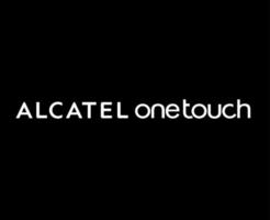 alcatel ett Rör varumärke logotyp telefon symbol namn vit design mobil vektor illustration med svart bakgrund