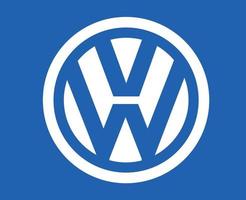 Volkswagen Marke Logo Auto Symbol Weiß Design Deutsche Automobil Vektor Illustration mit Blau Hintergrund