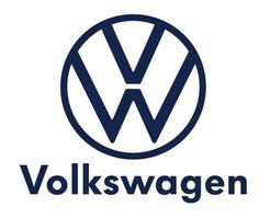 Volkswagen Logo Marke Auto Symbol mit Name Blau Design Deutsche Automobil Vektor Illustration