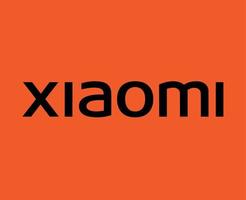 xiaomi Marke Logo Telefon Symbol schwarz Name Design Chinesisch Handy, Mobiltelefon Vektor Illustration mit Orange Hintergrund