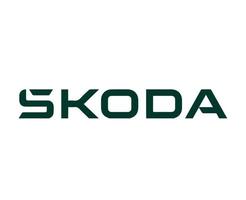 skoda varumärke logotyp symbol namn grön design tjeck bil bil vektor illustration