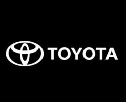 Toyota Logo Marke Auto Symbol mit Name Weiß Design Japan Automobil Vektor Illustration mit schwarz Hintergrund