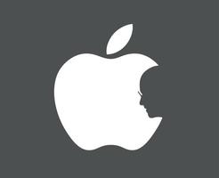 Apfel Marke Logo Telefon Symbol mit Steve Arbeitsplätze Gesicht Weiß Design Handy, Mobiltelefon Vektor Illustration mit grau Hintergrund
