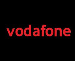 Vodafone Marke Logo Telefon Symbol Name rot Design England Handy, Mobiltelefon Vektor Illustration mit schwarz Hintergrund