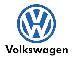 volkswagen varumärke logotyp bil symbol blå med namn svart design tysk bil vektor illustration