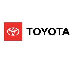 Toyota logotyp varumärke bil symbol röd med namn svart design japan bil vektor illustration