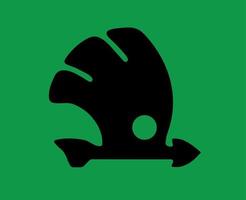 skoda symbol logotyp varumärke bil svart design tjeck bil vektor illustration med grön bakgrund