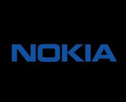 Nokia logotyp varumärke telefon symbol blå design finland mobil vektor illustration med svart bakgrund