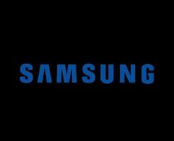 Samsung Marke Logo Telefon Symbol Name Blau Design Süd Koreanisch Handy, Mobiltelefon Vektor Illustration mit schwarz Hintergrund