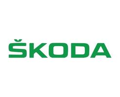 skoda varumärke logotyp bil symbol namn grön design tjeck bil vektor illustration