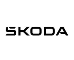 skoda varumärke logotyp symbol namn svart design tjeck bil bil vektor illustration