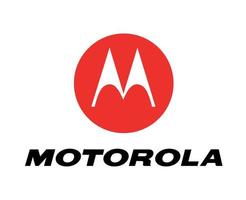 motorola varumärke logotyp telefon symbol röd med namn svart design USA mobil vektor illustration