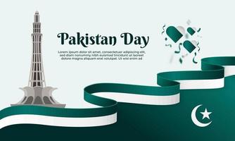 glücklich Pakistan Tag März 23 Hintergrund zum Gruß Karte, Poster und Banner Vektor Illustration