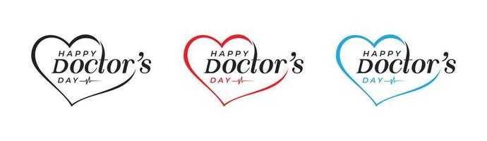 värld, internationell eller värld Lycklig läkares dag platt vektor logotyp design, kärlek hjärta doktorer dag