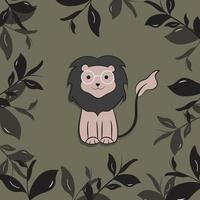 süß Löwe im Holz Karikatur Illustration vektor