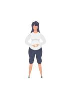 full längd gravid kvinna. Lycklig graviditet. isolerat. platt vektor illustration.