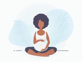 yoga för gravid kvinnor. yoga och sporter för gravid kvinnor. baner i blå toner för du. platt vektor illustration.