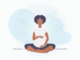 yoga för gravid kvinnor. yoga och sporter för gravid kvinnor. baner i blå toner för du. vektor illustration i tecknad serie stil.