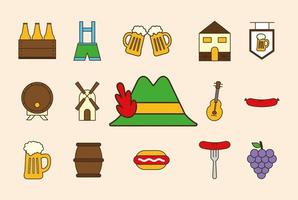 oktoberfest line und fill style icon set vektor