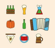 oktoberfest line und fill style icon set vektor