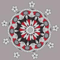 cirkulär blommönster i form av mandala, dekorativ prydnad i orientalisk stil vektor