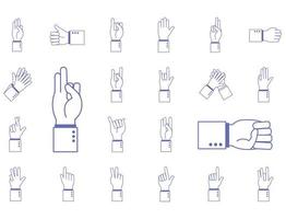Handzeichen Sprache Alphabet Icon Set vektor