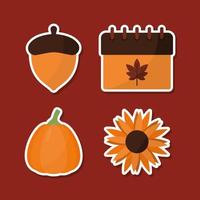 Happy Thanksgiving Day Icon Set vektor