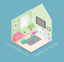 Fitness oder Training zu Hause isometrische Vektor-Illustrationen Design. vektor