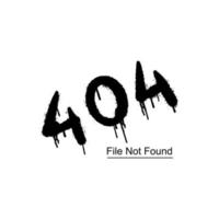 Graffiti gesprüht Seite nicht gefunden Error 404 isoliert auf Weiß Hintergrund. vektor