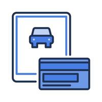 läsplatta med bil uthyrning app vektor uppkopplad betalning blå ikon
