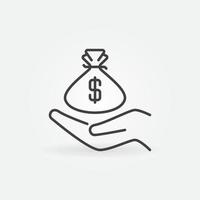 Geld Tasche im Hand Vektor Korruption Konzept Gliederung Symbol