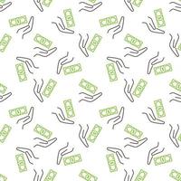 Geld und Hand Vektor Bestechung Konzept Linie nahtlos Muster